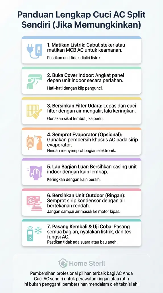 Panduan Lengkap Cuci AC Split Sendiri (Jika Memungkinkan)