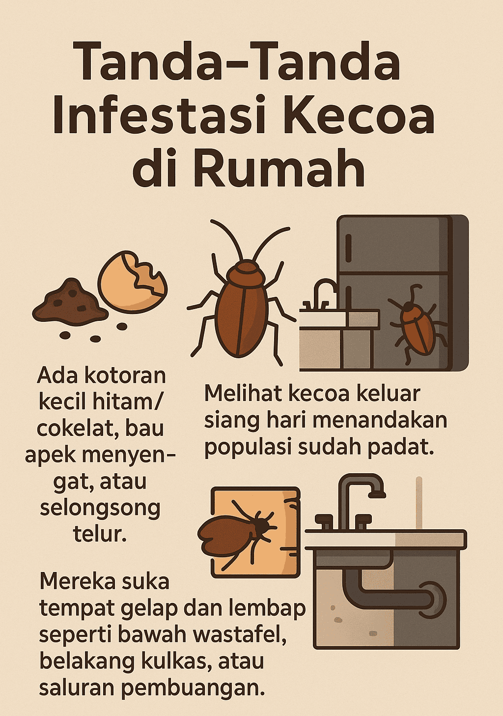 Infografik: Tanda-Tanda Infestasi Kecoa di Rumah