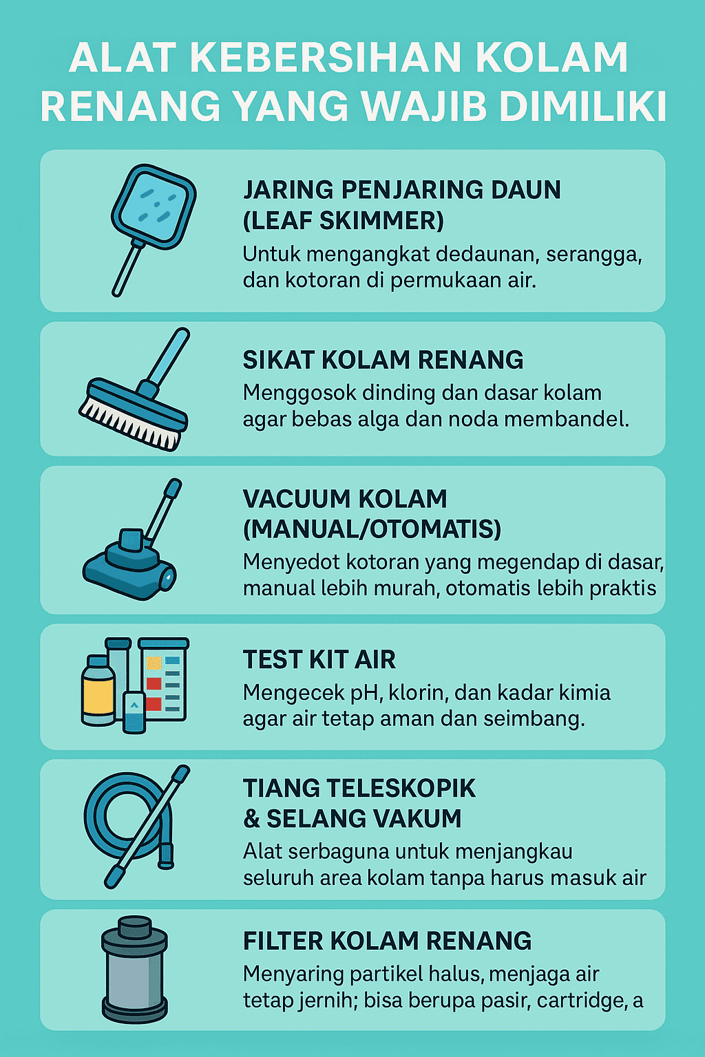 Alat Kebersihan Kolam Renang yang Wajib di Miliki