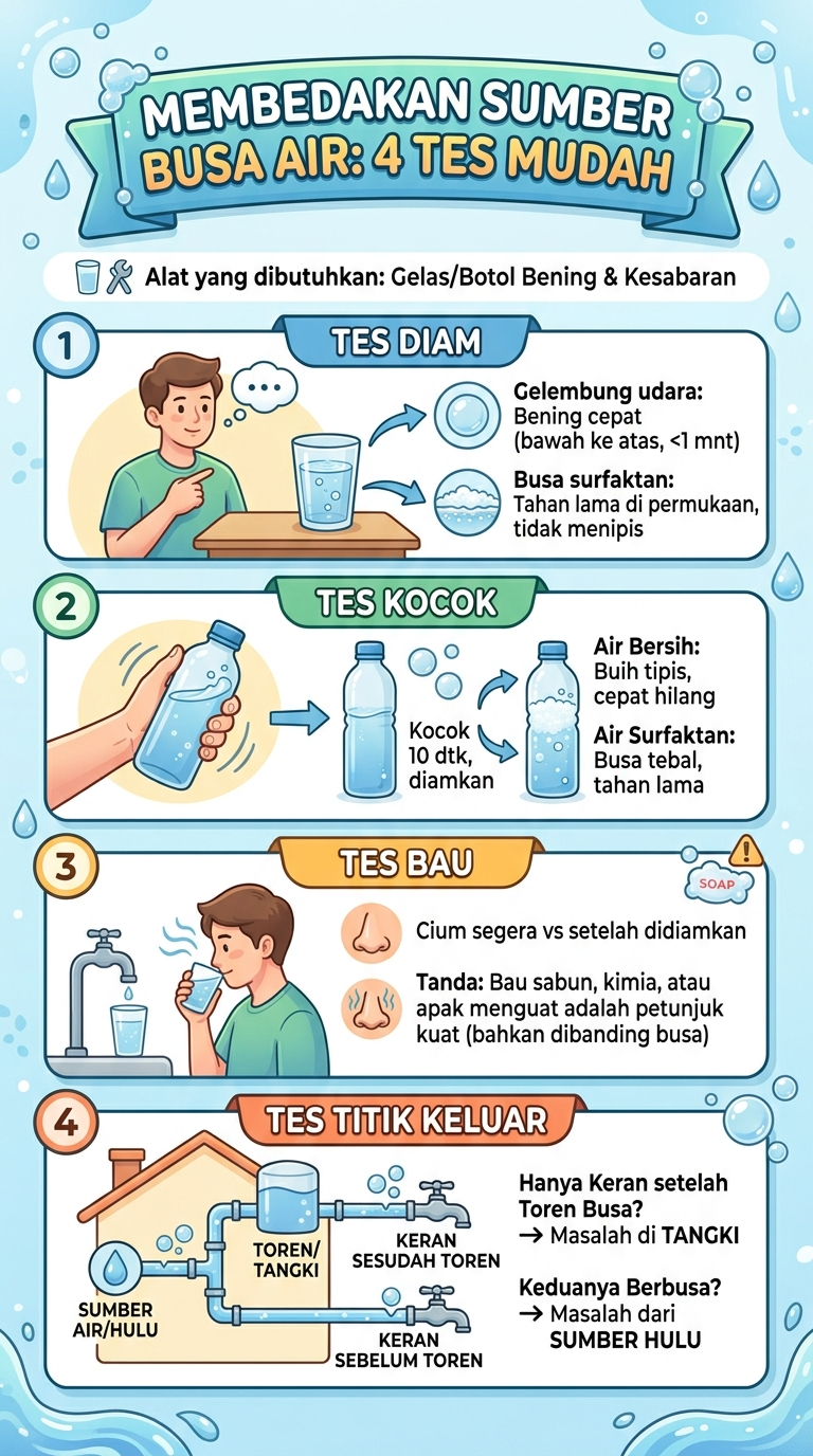 Infografik : Membedakan Sumber Busa Air : 4 Tes Mudah