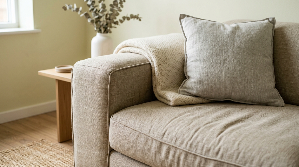 7. Sofa Linen: Kesan Natural dan Segar yang Sensitif