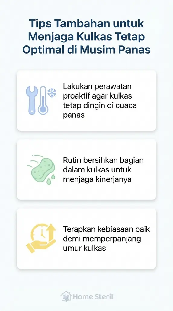 Tips Tambahan untuk Menjaga Kulkas Tetap Optimal di Musim Panas