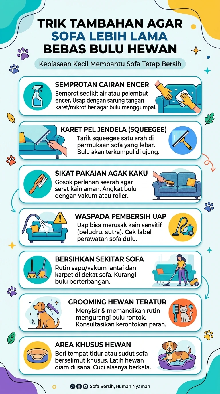 Infografik : Trik Tambahan agar Sofa Lebih Lama Bebas Bulu Hewan