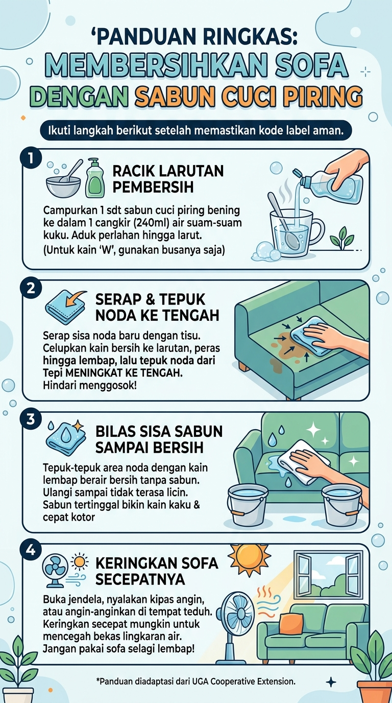 Infografik : Panduan Ringkas : Membersihkan Sofa Dengan Sabun Cuci Piring