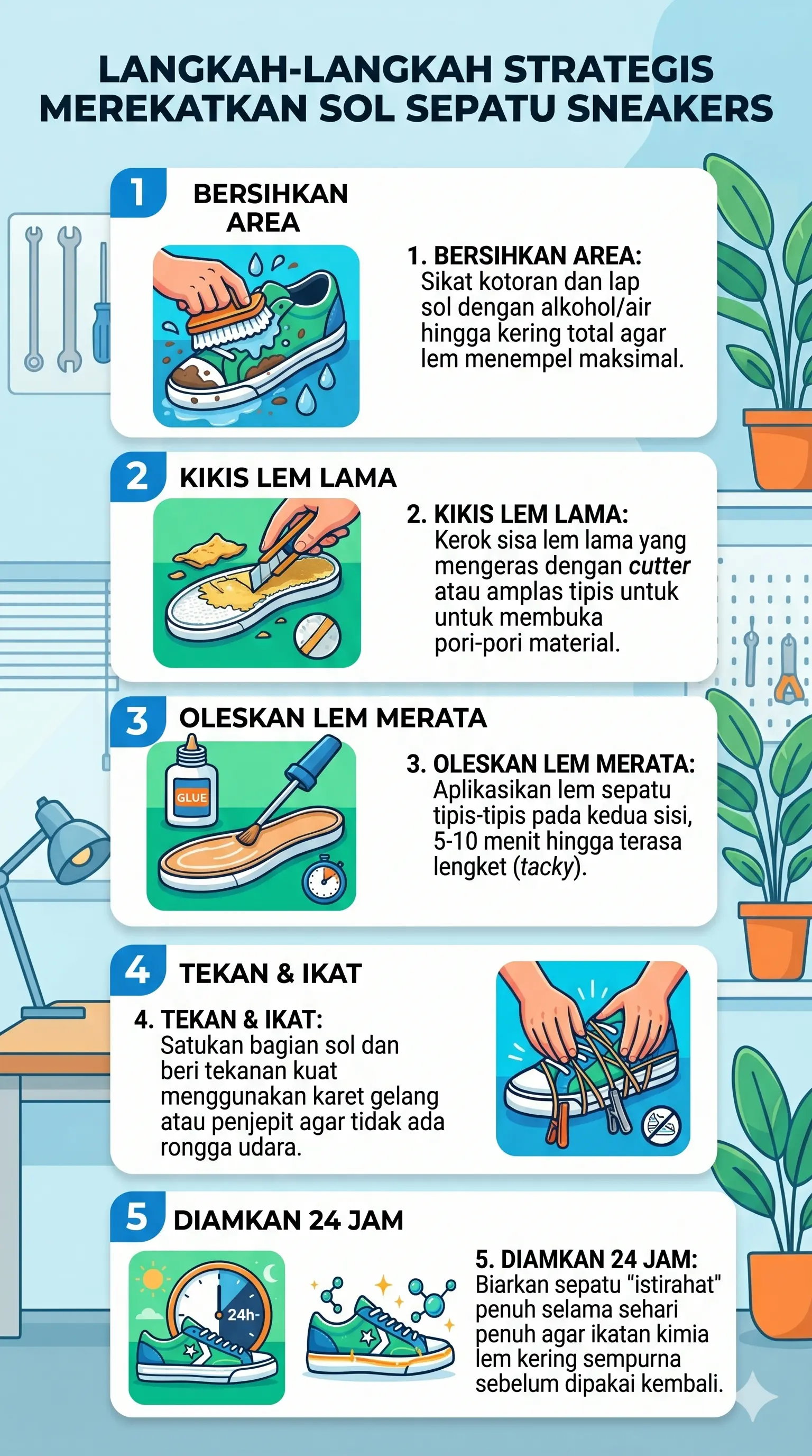 Langkah-Langkah Strategis Merekatkan Sol Sepatu Sneakers