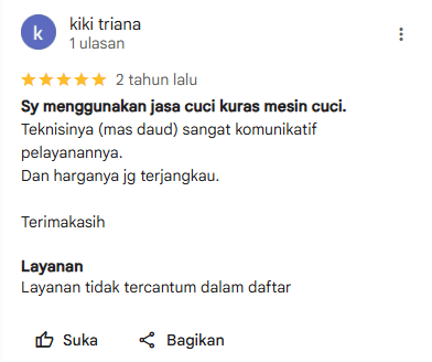 Review Pelanggan jasa kuras mesin cuci di home-seril.com