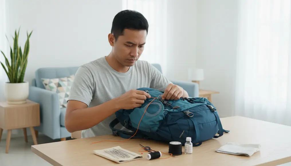 Reparasi Tas Gunung (Carrier/Keril): Jahit Double & Waterproofing