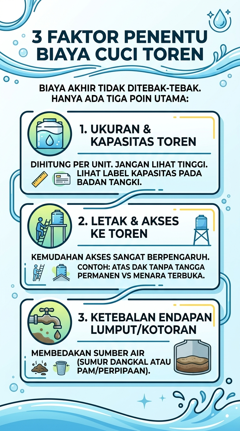 Infografik : 3 Faktor Penentu Biaya Cuci Toren