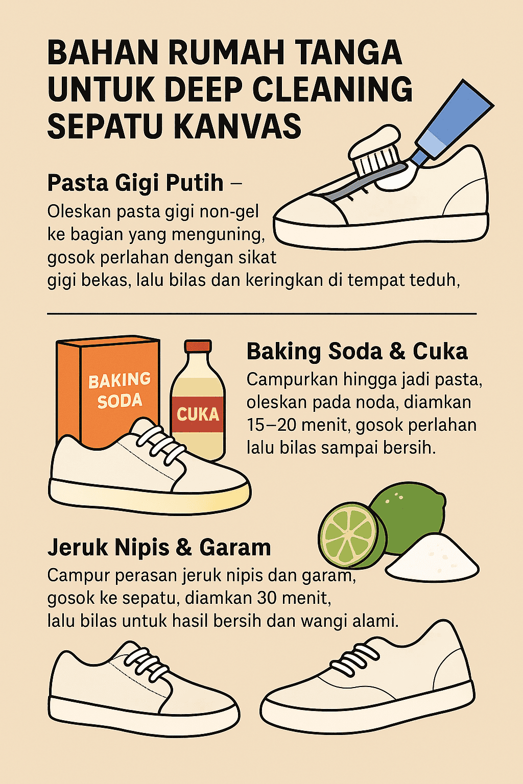 Bahan Rumah Tangga untuk Deep Cleaning Sepatu Kanvas