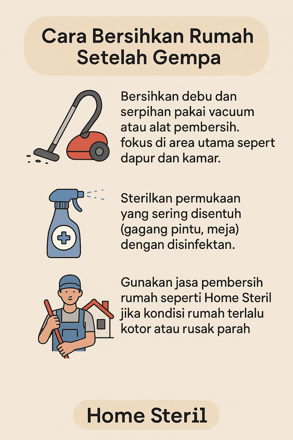 Infografik: Cara Bersihkan Rumah Setelah Gempa