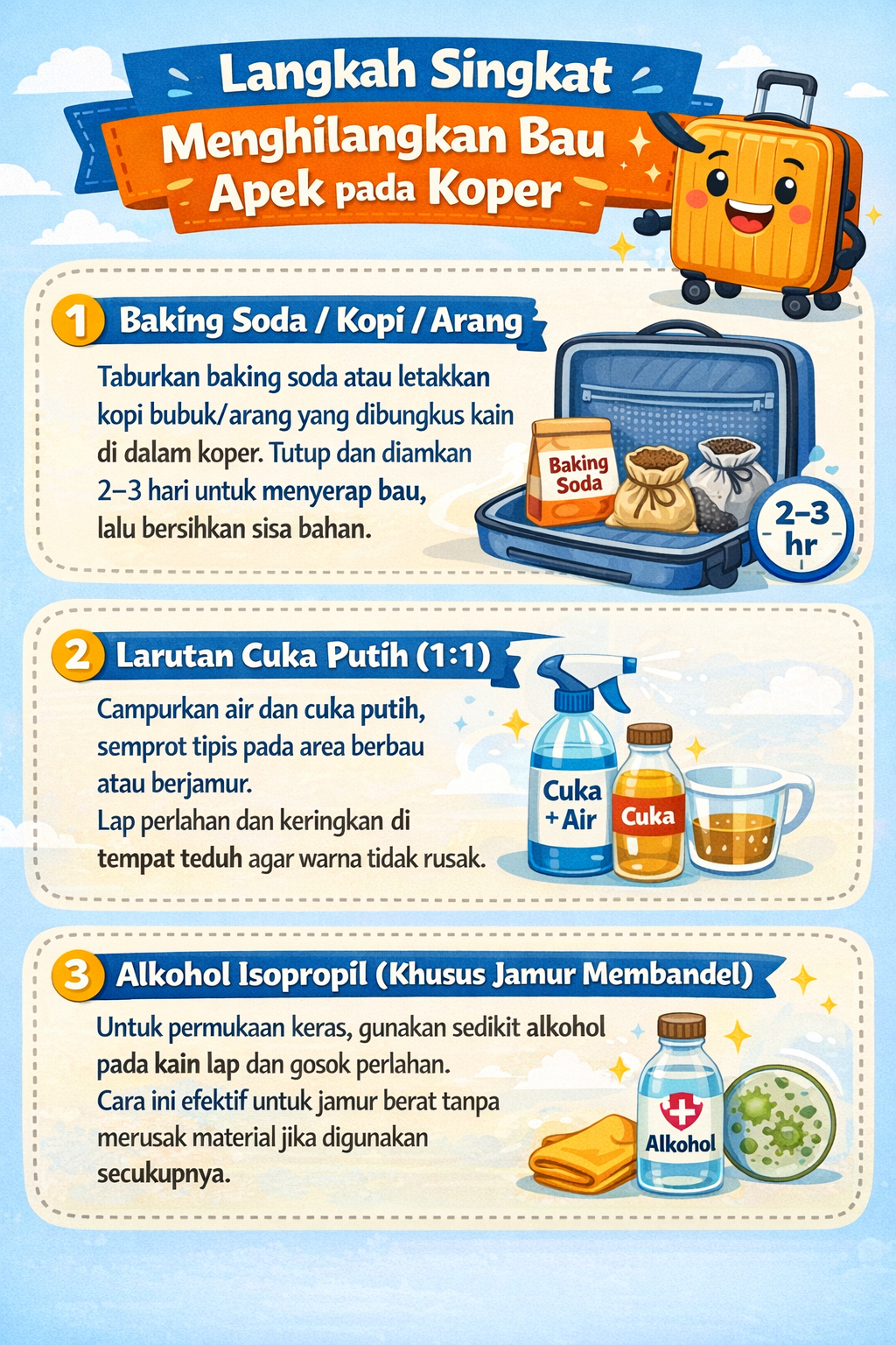 Langkah Singkat Menghilangkan Bau Apek pada Koper