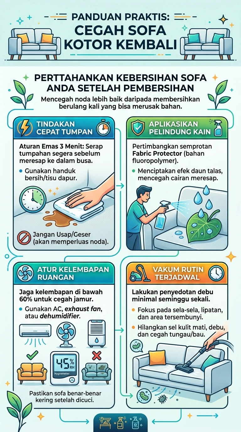 Infografik : Panduan Praktis : Cegah Sofa Kotor Kembali