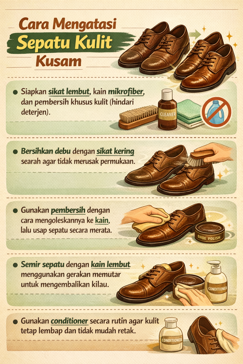 Cara Mengatasi Sepatu Kulit Kusam