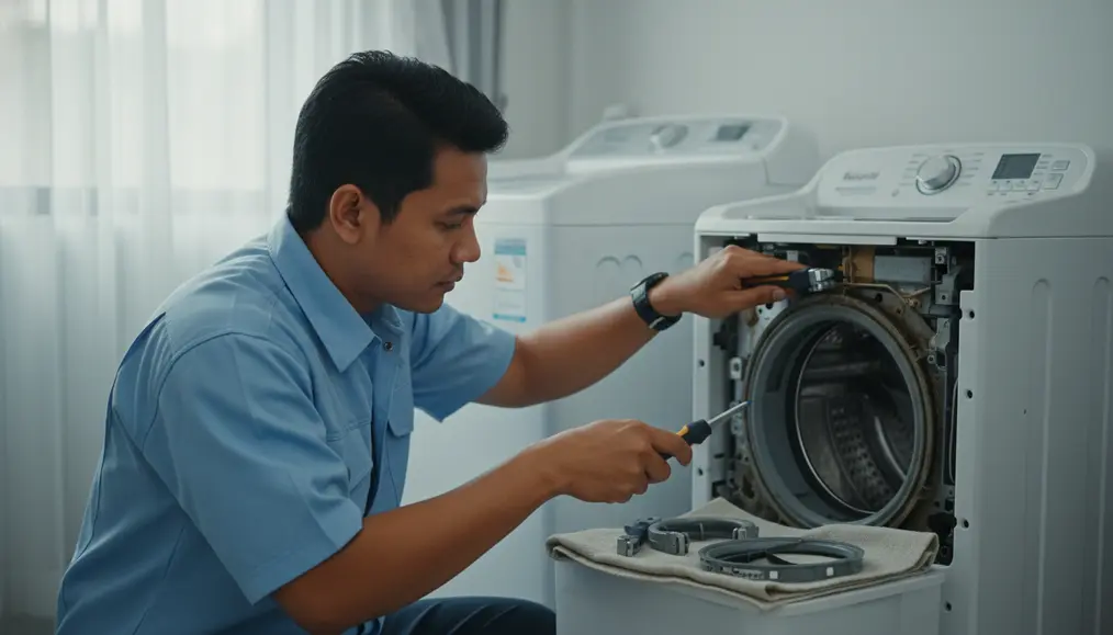 Proses Profesional Pembersihan Mesin Cuci Top Loading oleh Home Steril