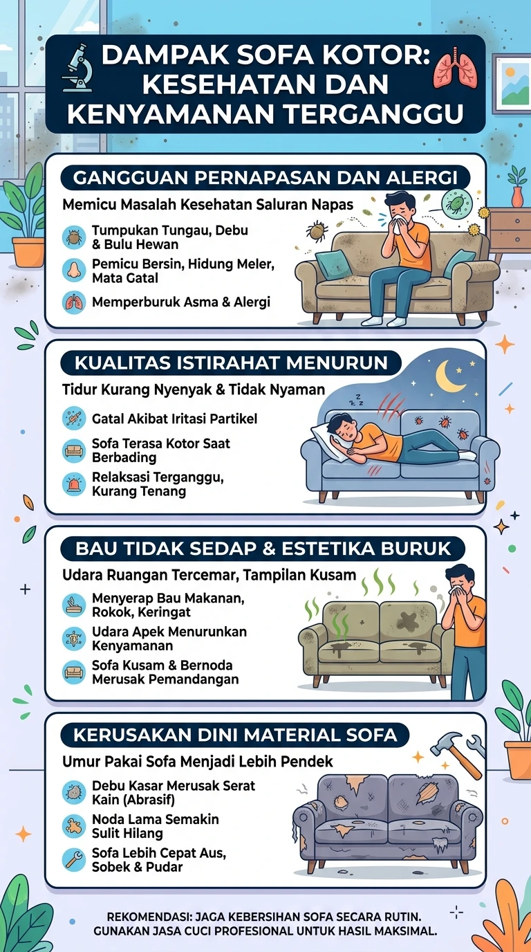 Infografik : Dampak Sofa Kotor: Kesehatan Dan Kenyamanan Terganggu