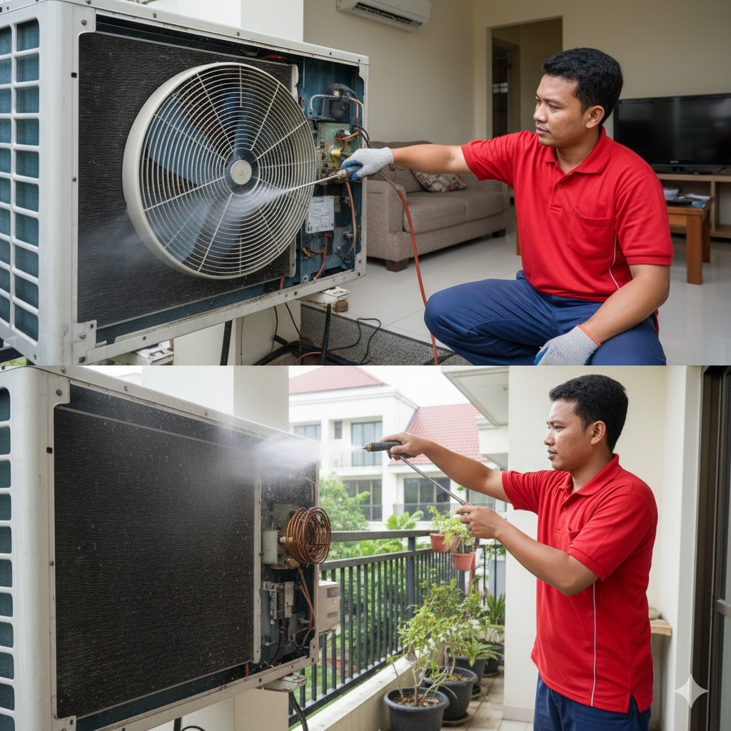 Bersihkan Evaporator dan Kondensor