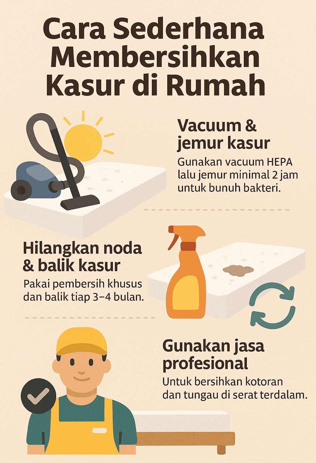 Infografik: Cara Sederhana Membersihkan Kasur di Rumah