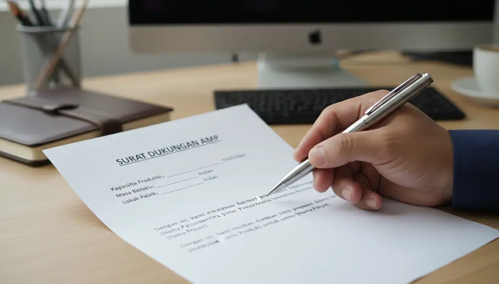 Lembaran draf surat dukungan AMP resmi lengkap dengan tanda tangan basah dan meterai - home-steril.com