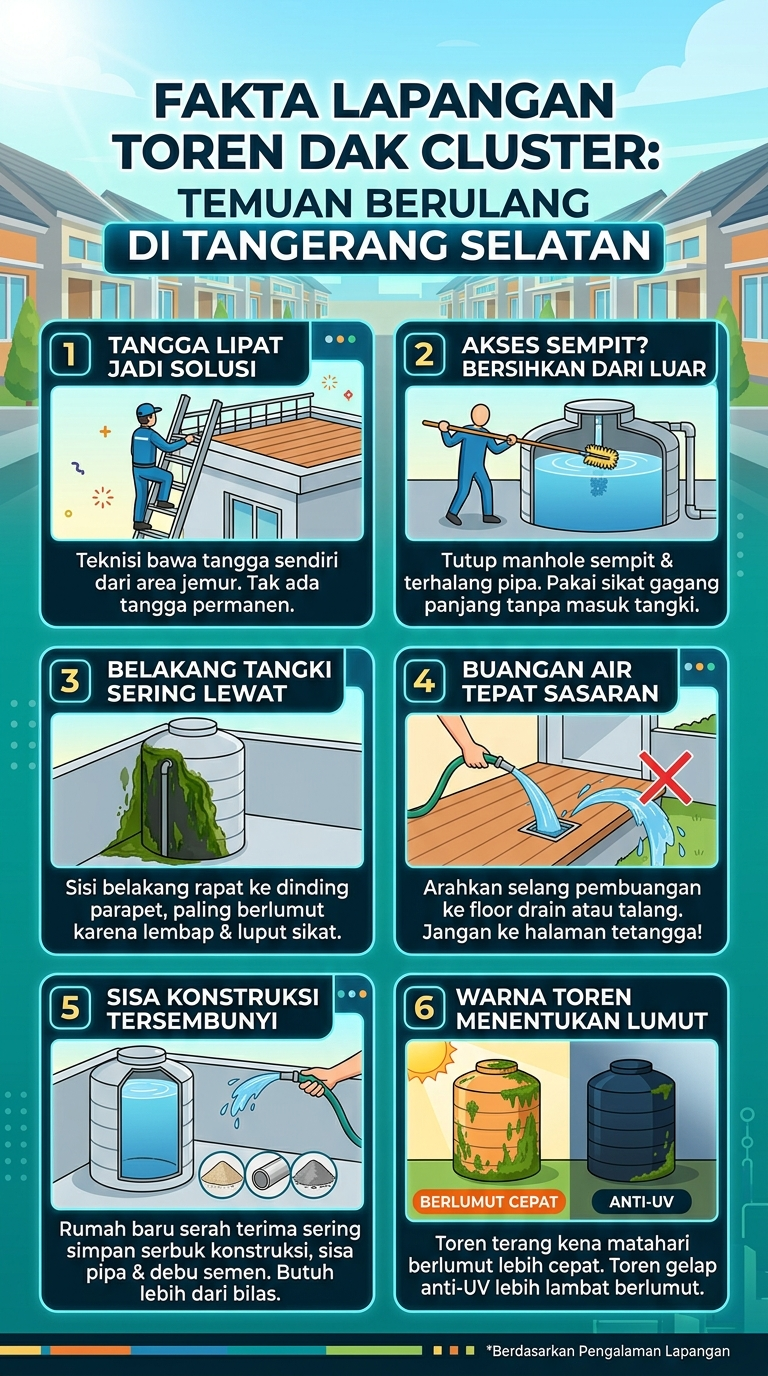 Infografik: Fakta Lapangan Toren Dak Cluster : Temuan berulang di Tangerang Selatan