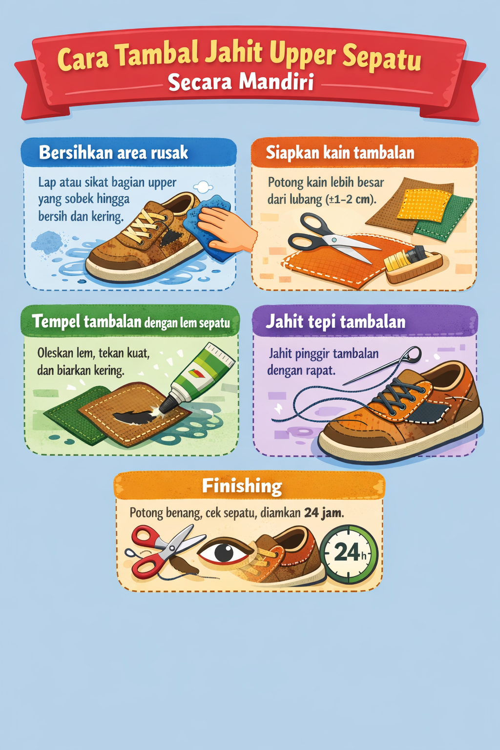 Cara Tambal Jahit Upper Sepatu Secara Mandiri