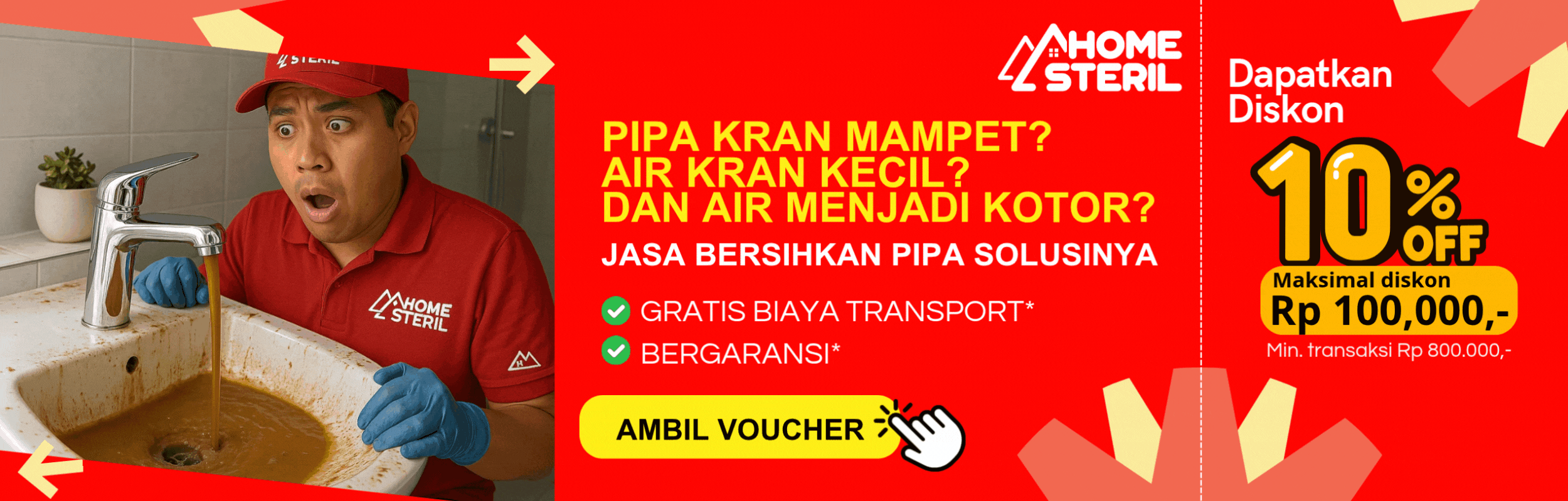 Promo jasa pembersih pipa di home-steril.com