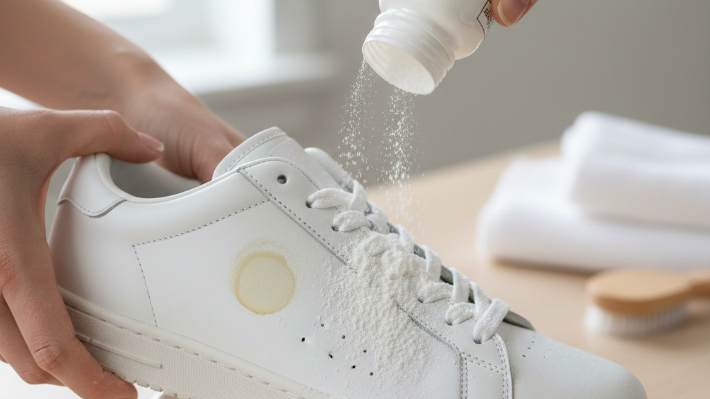 Bedak Bayi untuk Noda Minyak Pada Sepatu Putih