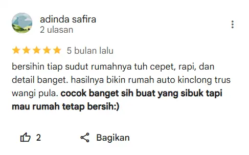 Review dari Bekasi, jasa bersih bersih rumah di home-steril.com
