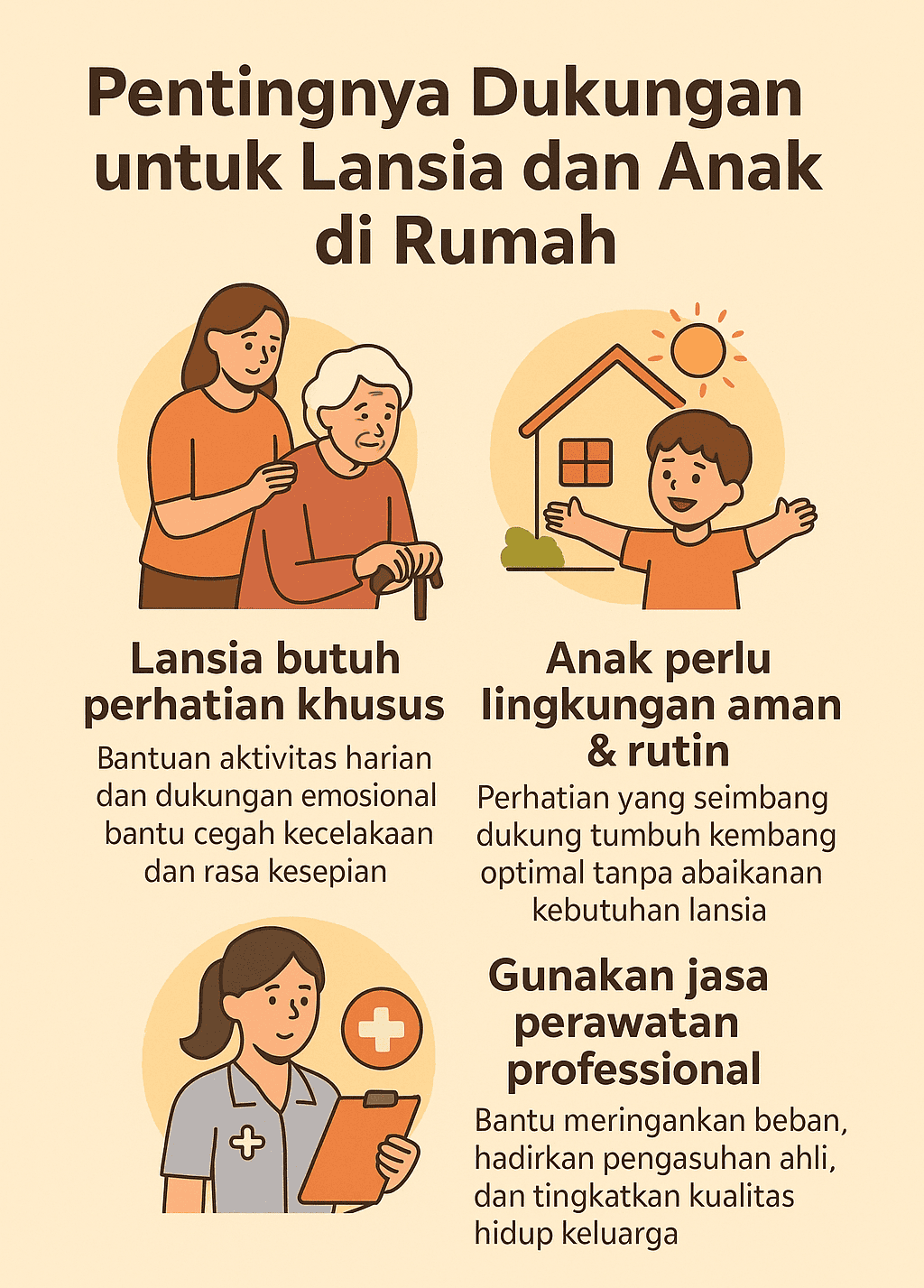 Infografik: Pentingnya Dukungan untuk Lansia dan Anak di Rumah