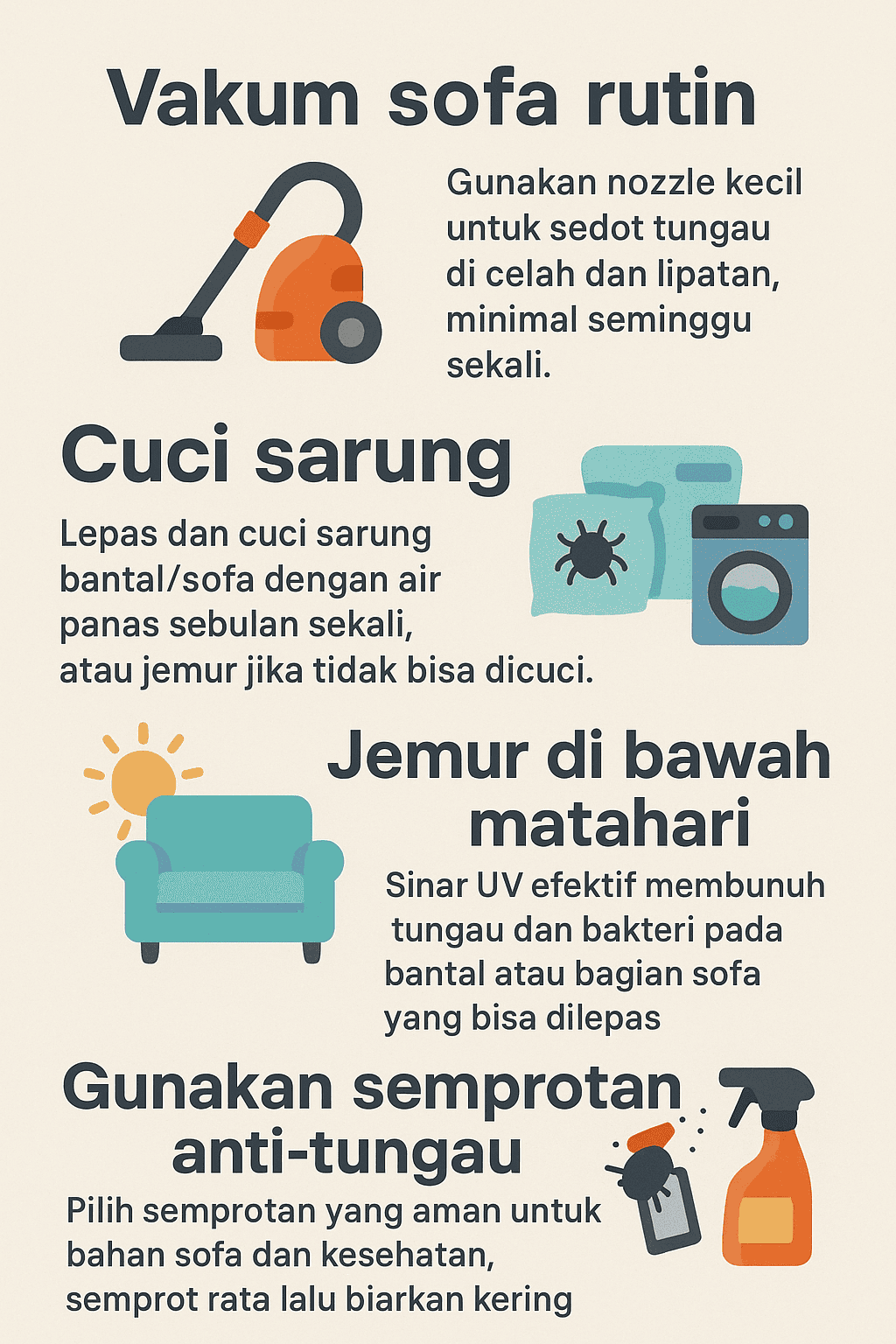 Cara Membersihkan Sofa dari Tungau