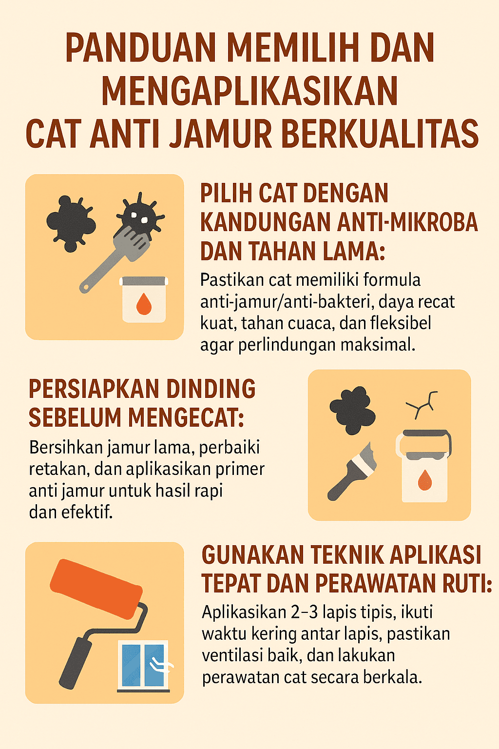 Infografik: Panduan Memilih dan Mengaplikasikan Cat Anti Jamur Berkualitas