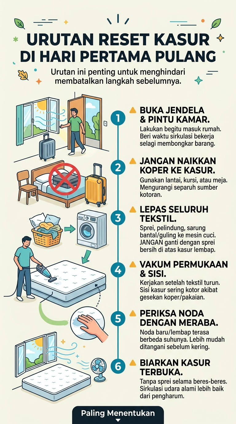 Infogarfik : Urutan Reset Kasur di Hari Pertama Pulang