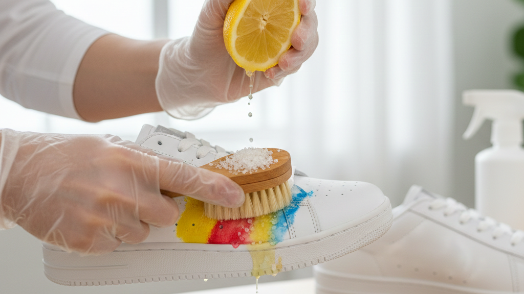 Perasan Lemon dan Garam untuk Noda Berwarna Pada Sepatu Putih