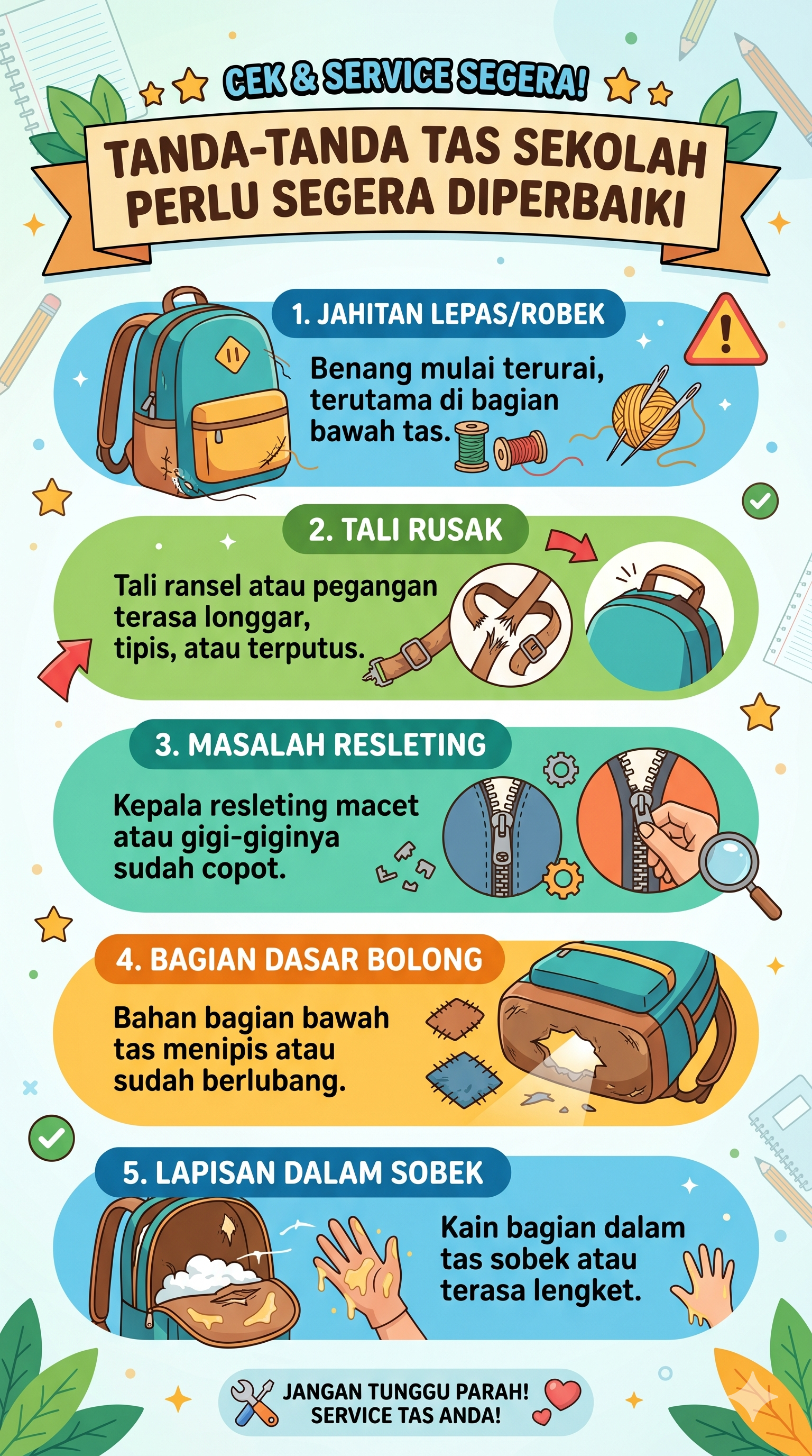 tanda-tanda tas sekolah perlu segera diperbaiki