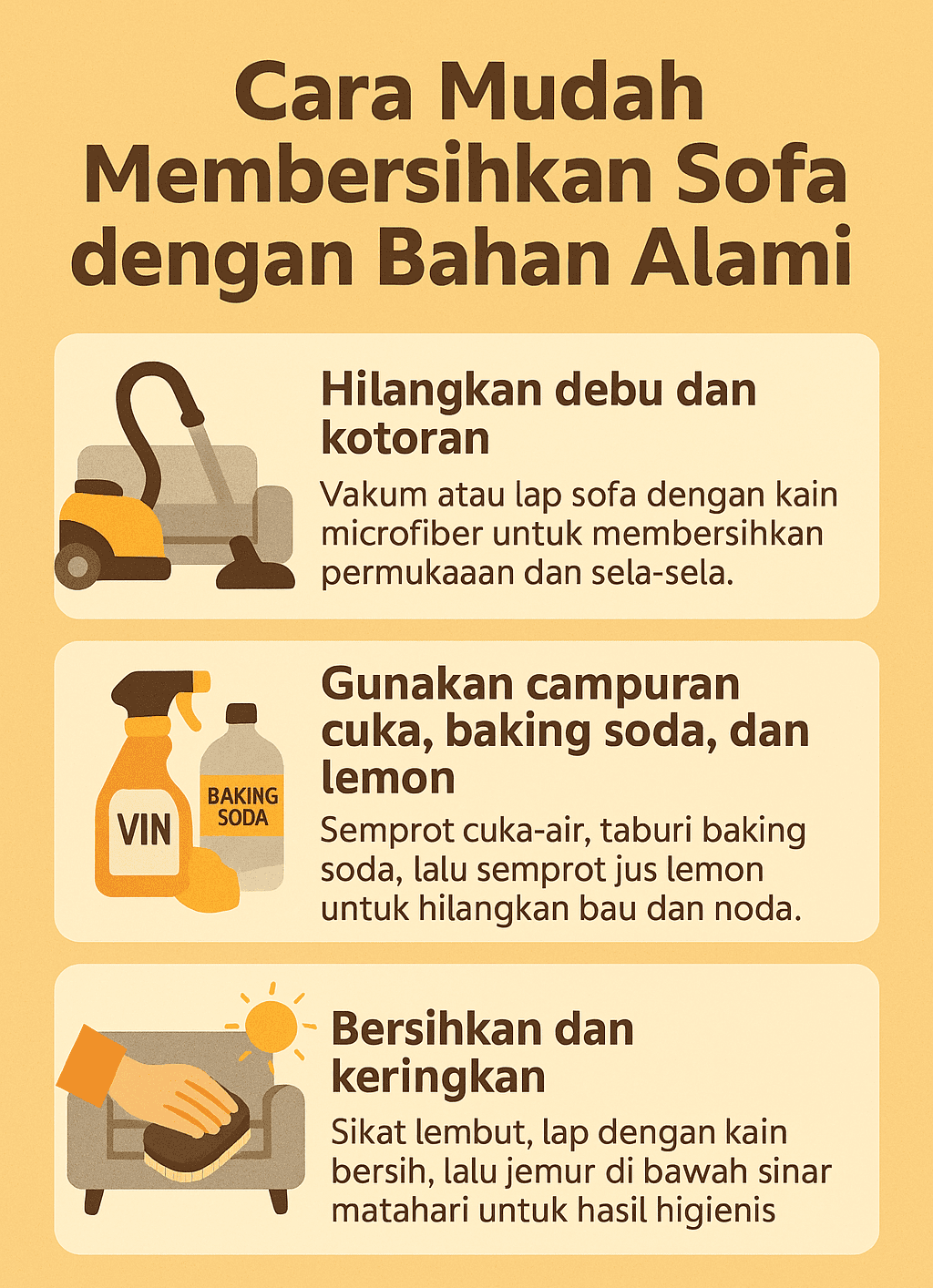 Infografik: Cara Mudah Membersihkan Sofa dengan Bahan Alami