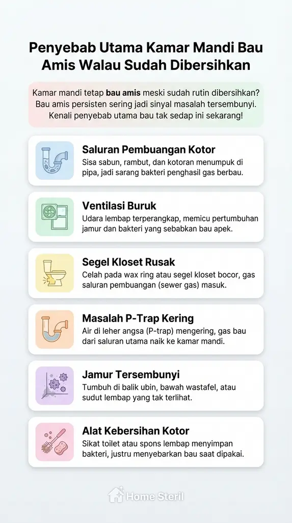 Penyebab Utama Kamar Mandi Bau Amis Walau Sudah Dibersihkan