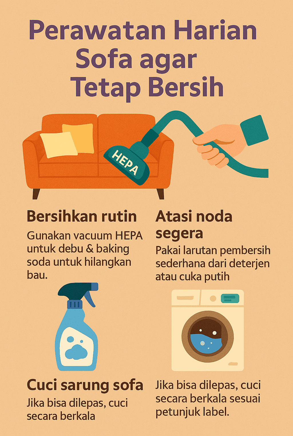Infografik: Perawatan Harian Sofa Agar Tetap Bersih