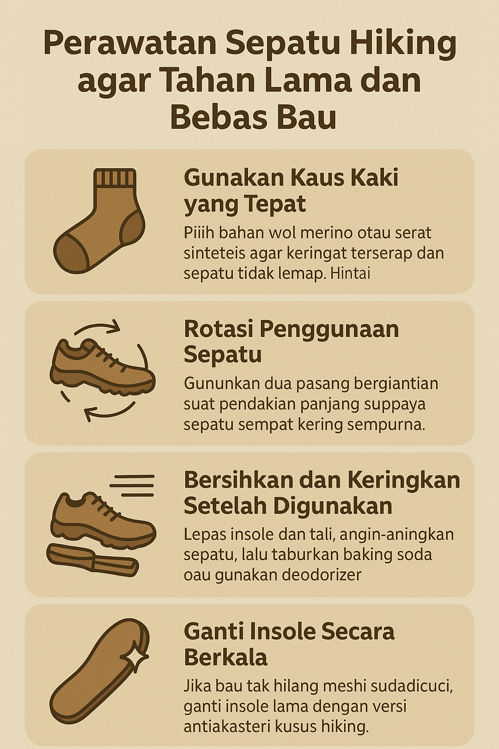 Perawatan Sepatu Hiking agar Tahan Lama dan Bebas Bau