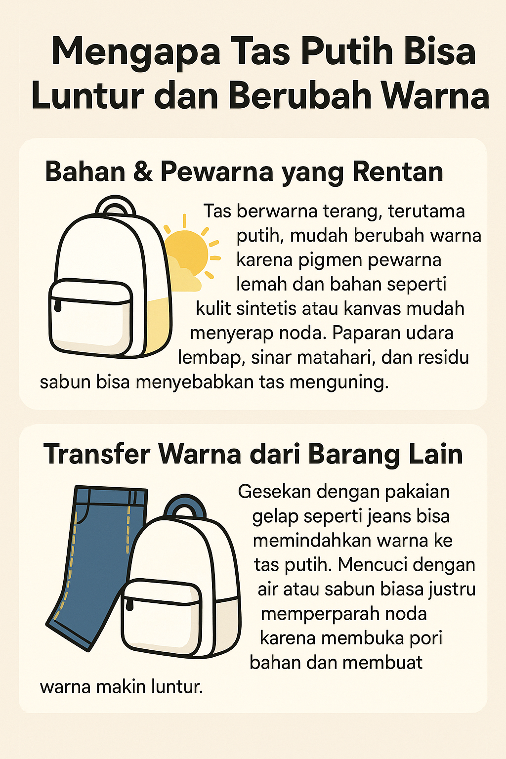 Mengapa Tas Putih Bisa Luntur dan Berubah Warna