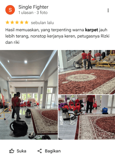 Review Pelanggan Cuci Karpet di layanan Home-Steril