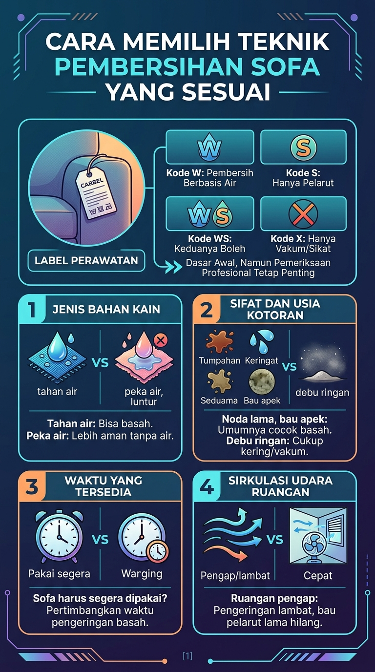 Infografik : Cara Memilih Teknik Pembersihan Sofa Yang Sesuai
