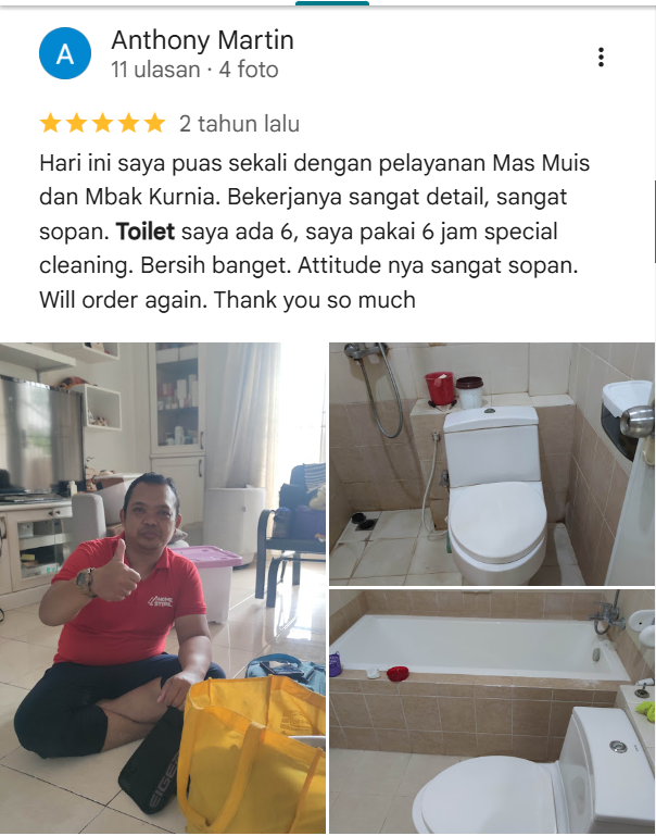 Ulasan Bintang Lima Pelanggan Jasa Renovasi Dan Pembersihan Kamar Mandi Home Steril Di Google Maps - home-steril.com