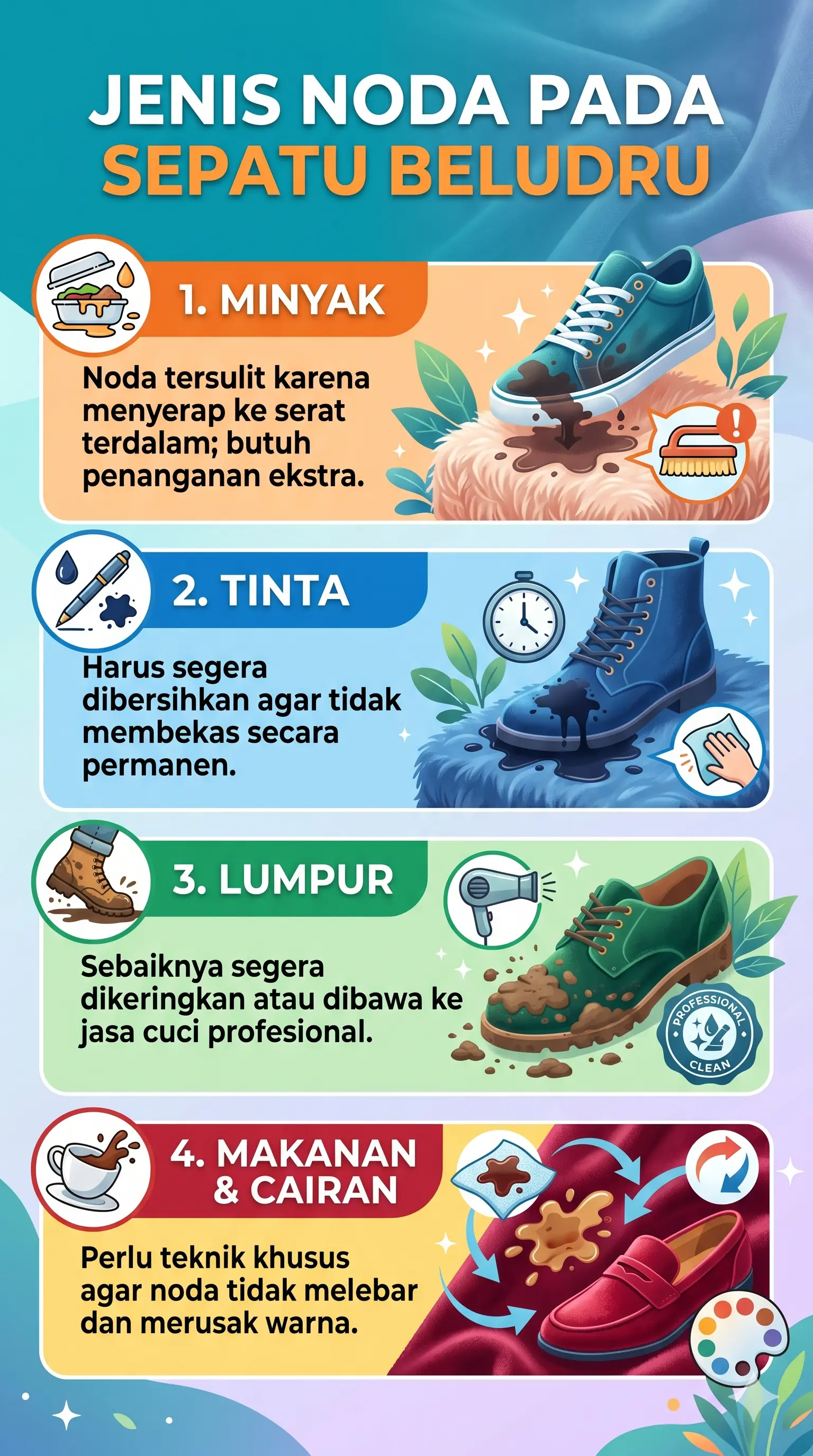 Jenis Noda pada Sepatu Beludru