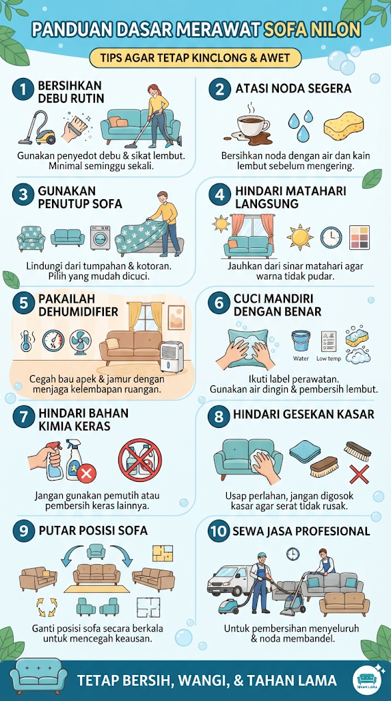 Infografik : Panduan Dasar Merawat Sofa Nilon
