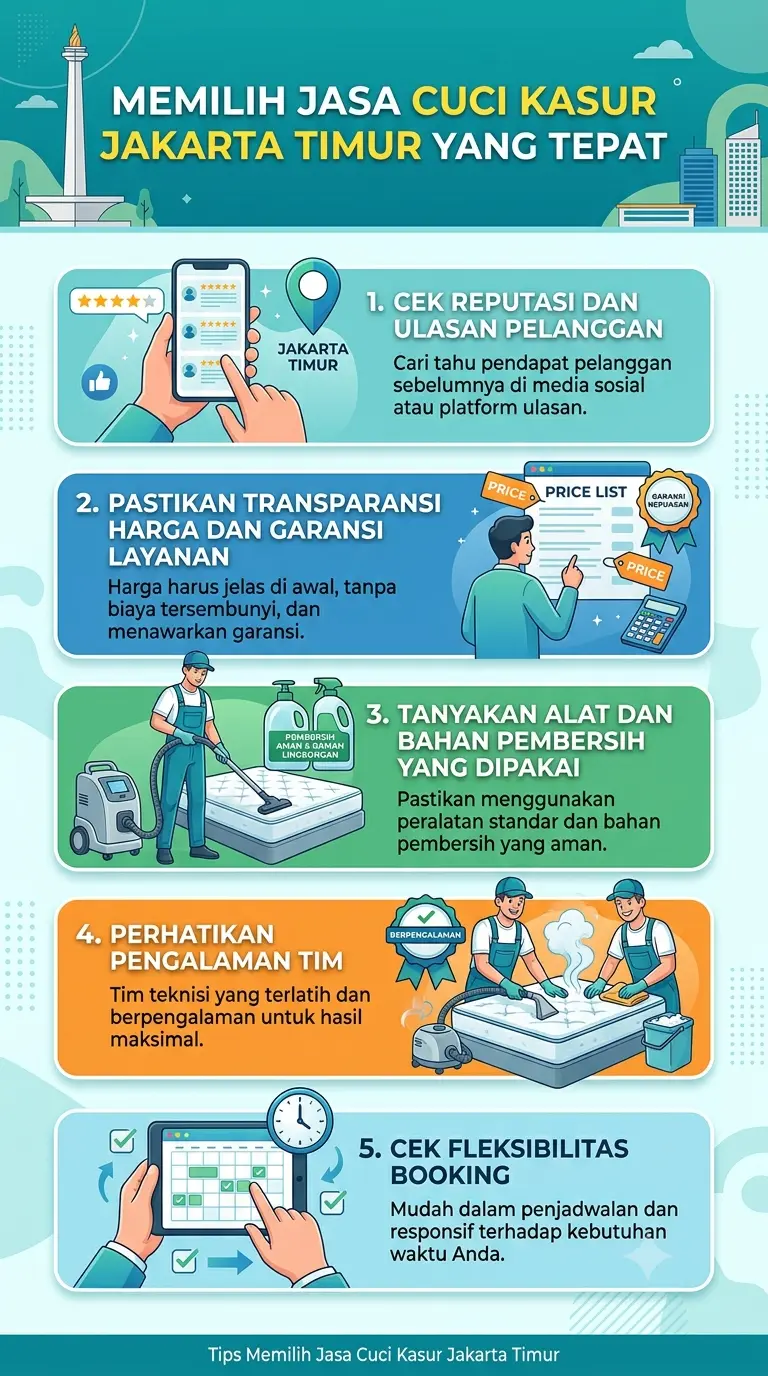 Infografik : Memilih Jasa Cuci Kasur Jakarta Timur yang Tepat