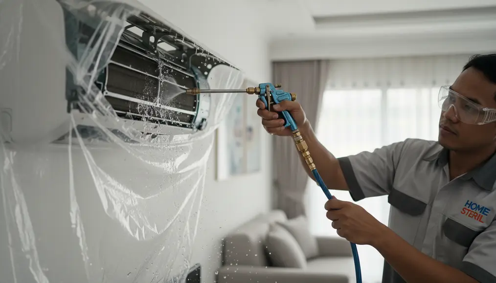 Proses Cuci AC Profesional ala Home Steril