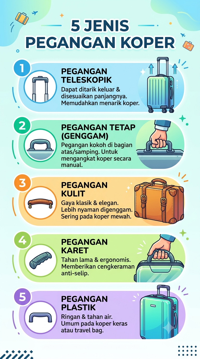 Infografik :5 Jenis Pegangan Koper