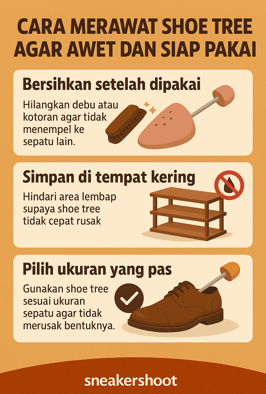 Infografik: Cara Merawat Shoe Tree Agar Awet dan Siap Pakai