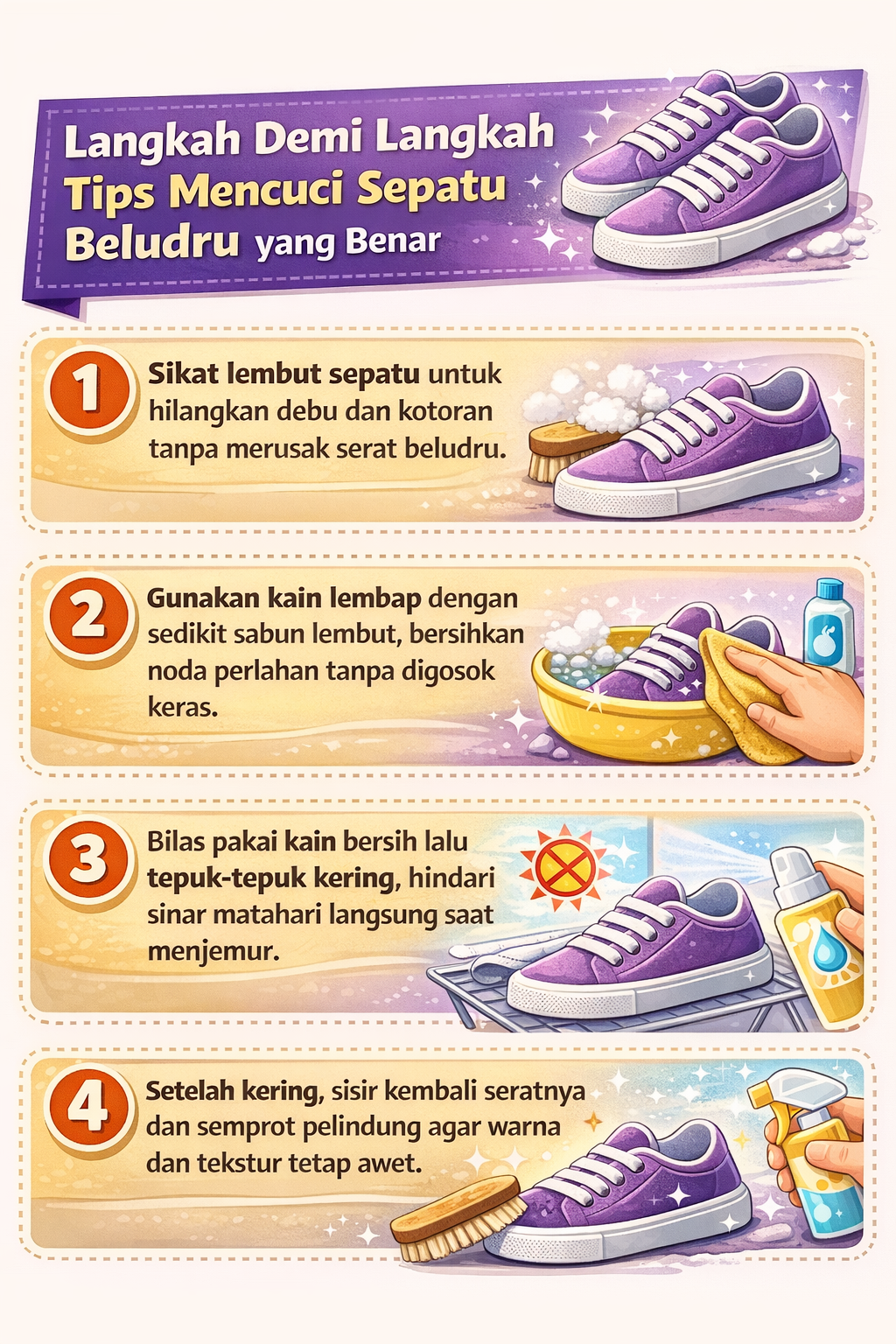 Langkah Demi Langkah Tips Mencuci Sepatu Beludru yang Benar
