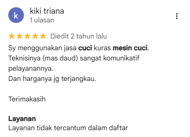 Review Pelanggan Tentang Jasa kuras mesin cuci dari Home Steril