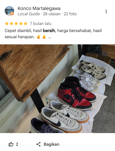 Rating Pelanggan Cuci Sepatu di Sneakershoot